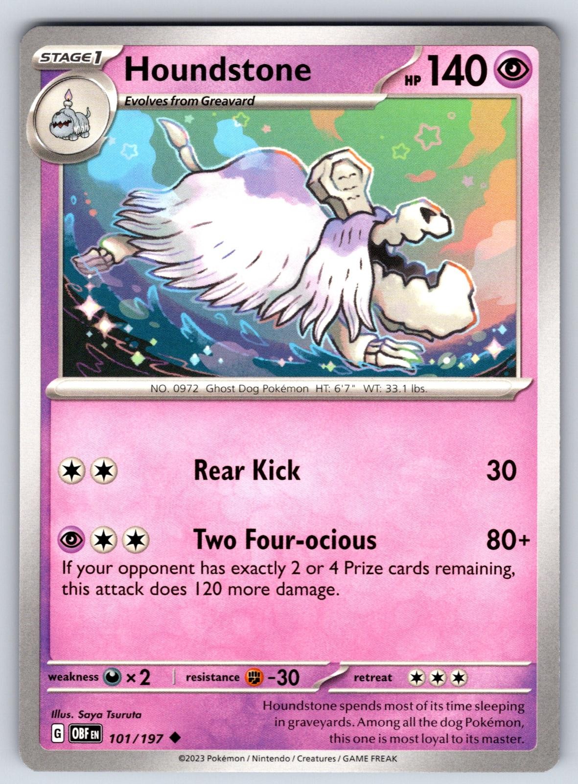 Houndstone - 101/197 Obsidian Flames - Uncommon - NM/M - Pokemon