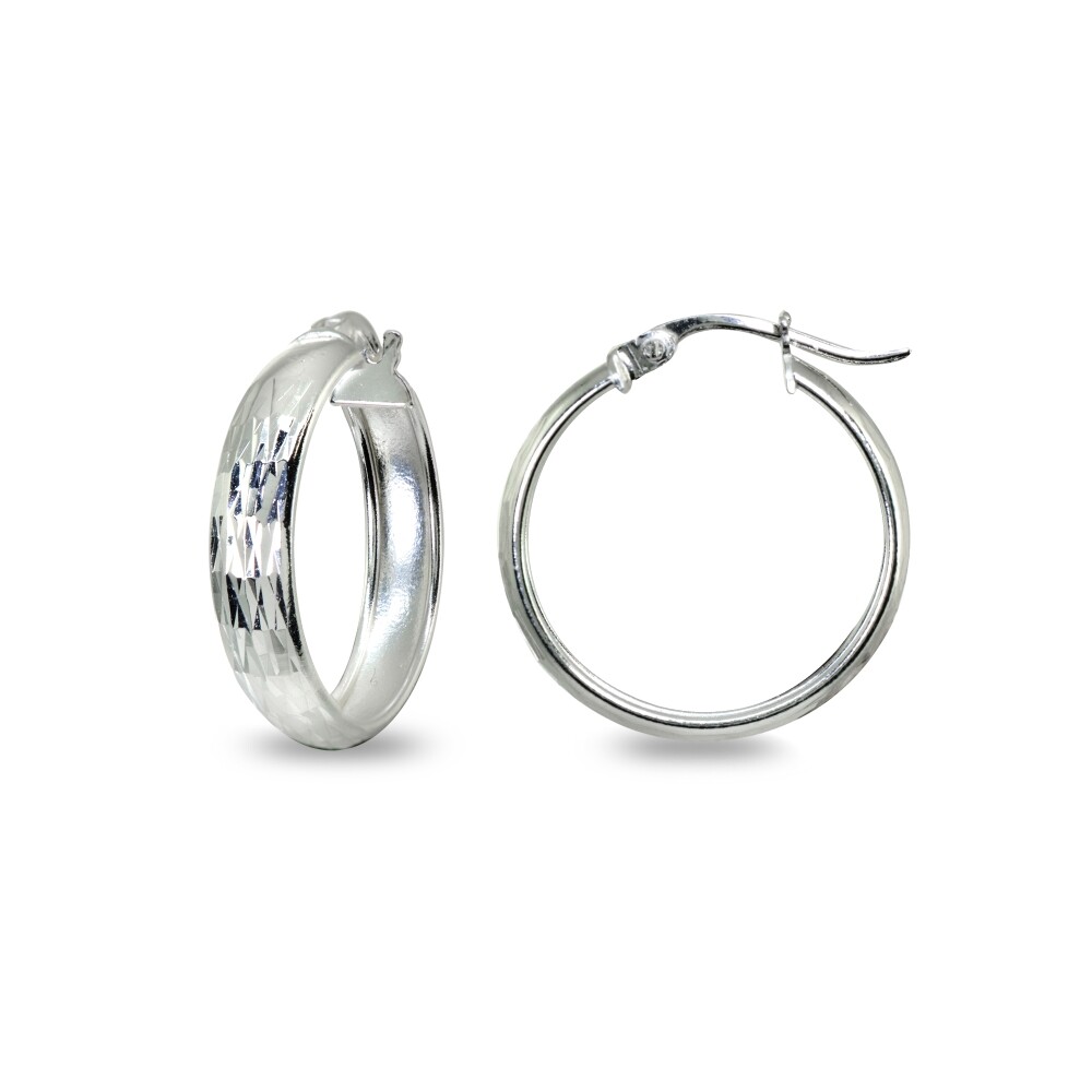 4x20mm Diamond-Cut Round Click-Top Sterling Silver Small