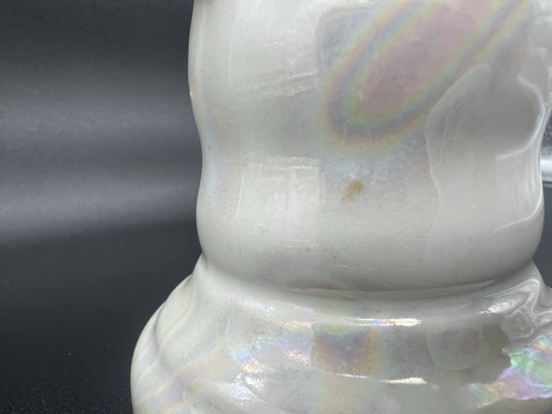 Vintage Czechoslovakia Luster Lustre Iridescent Pearl White Green Trophy Vase - Picture 6 of 15