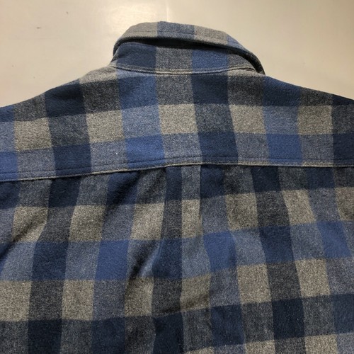 LL Bean Chamois Shirt Blue Plaid Flannel Mens Medium Blue/Gray Traditional Fit - Picture 6 of 7