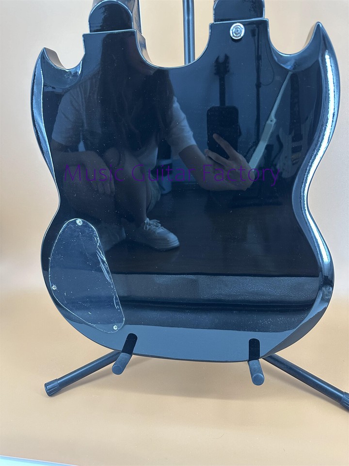 Neck Black Double Electric Guitar Solid 2H Pickups Black Fretboard Fast