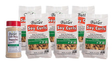 Butler Soy Curls 6 Pack - 6X 8 Oz Bags  10.35 Oz Chik-Style Seasoning