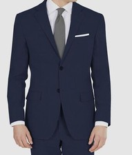  360 DKNY Men's Blue Modern-Fit Stretch Blazer Coat Suit Jacket Size 44R