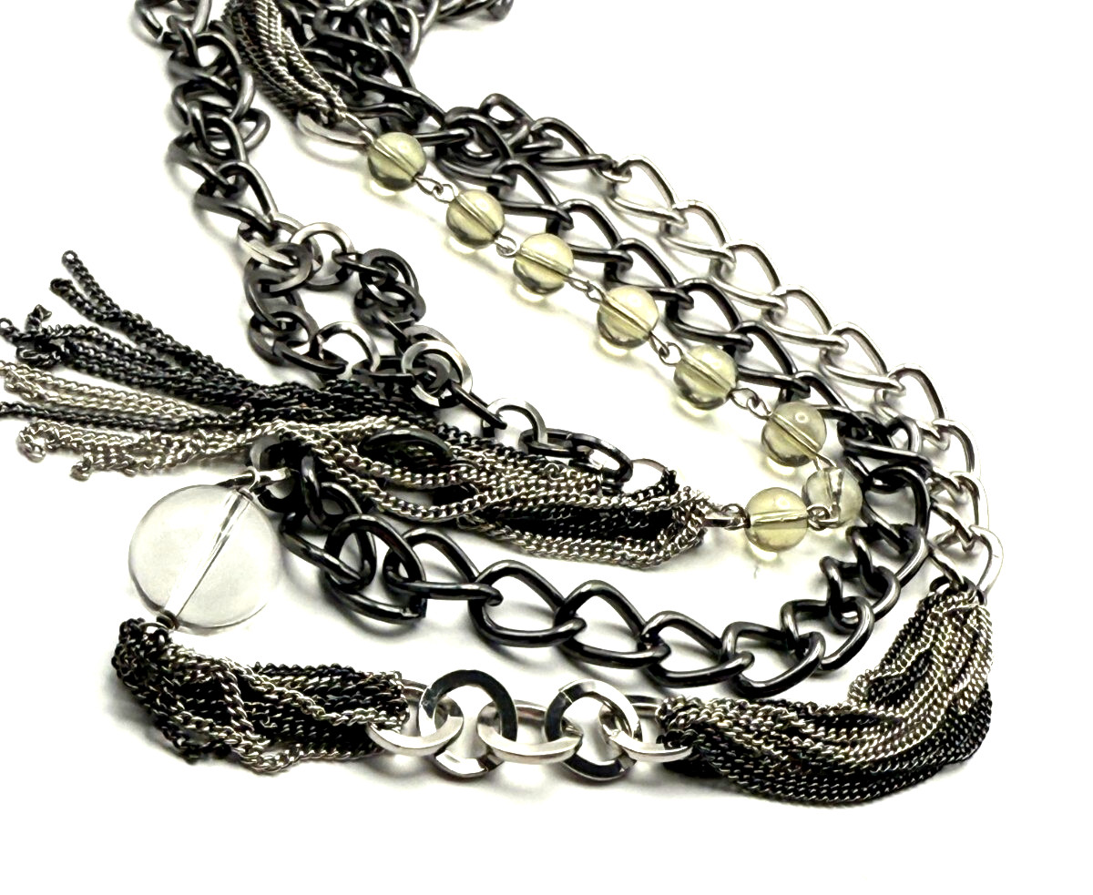 Talbots Multi Chain Multi Strand Beaded Gunmetal … - image 2