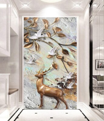 3D Pigeon Deer G8085 Wallpaper Wall Murals Removable Self-adhesive Honey