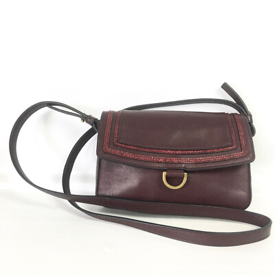 Burgundy Fossil Messenger Bag Fossil Leather Zipper Crossbody