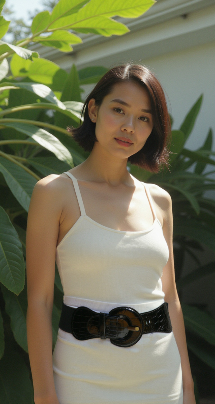 Fun Women Hip High Waist Stretch Wide Black Color Belt Big Round Buckle Fit XS M