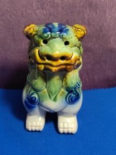 Vintage Chinese Foo Dog Temple Lion Yellow Green Ceramic #4
