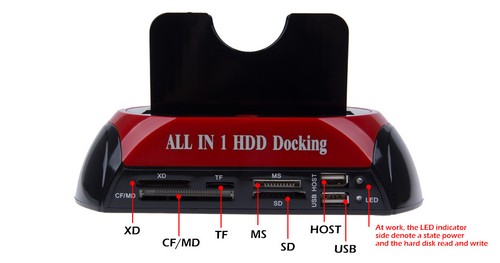 2.5" 3.5" IDE SATA HDD docking station hard drive disk dock memory card reader - Picture 4 of 8