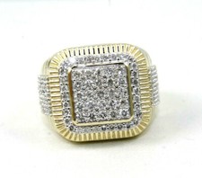 Natural Round Diamond Square Cluster Men's Ring Band 14k Yellow Gold 2.18Ct
