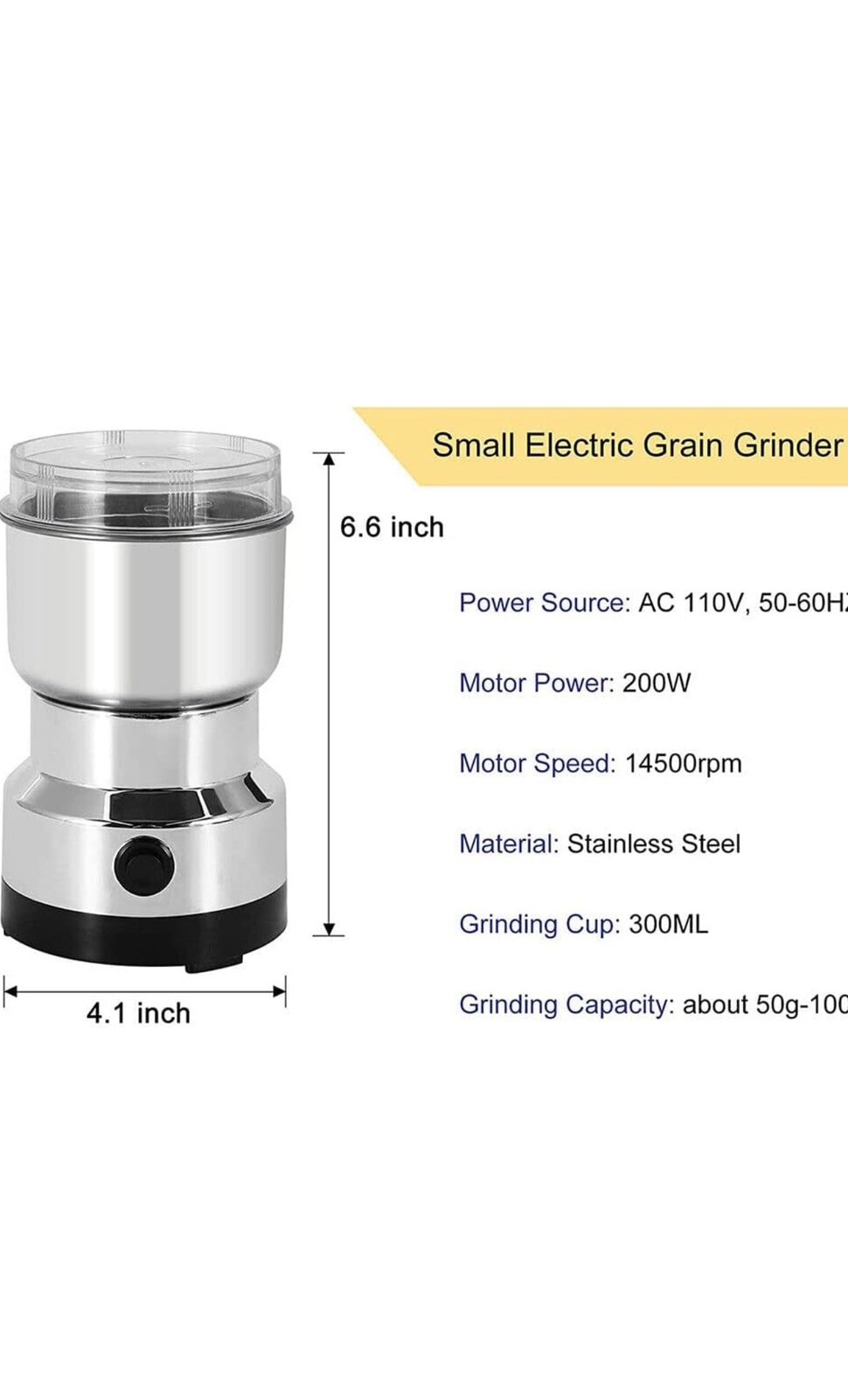 Electric Coffee Bean Grinder Nut Seed Rice Herb Grind Spice Crusher Mill Blender