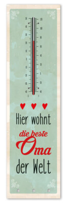 Kult-Thermometer + Schlüsselhalter - Die beste Oma - Alu Innen+Aussen T011