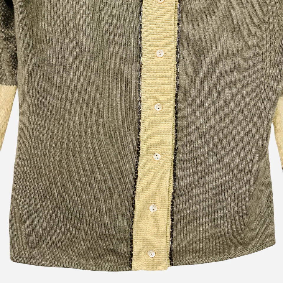 ASAP Saks Fifth Avenue Womens Sweater Small Green Cardigan Silk Cashmere Beaded - Image 4 of 4