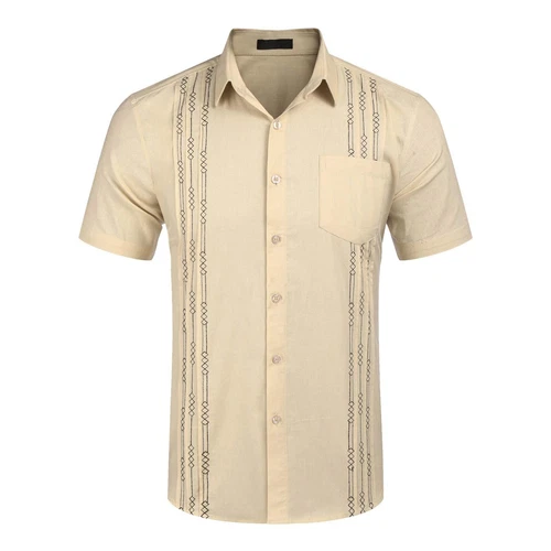 Men's Cuban Beach Wedding Casual Short Sleeve Guayabera Dress Shirt - Bild 13 von 23