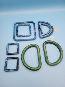 Lot Marble Marbella Plastic Macrame Craft Handbag Purse Handles & 2 Ceramic D