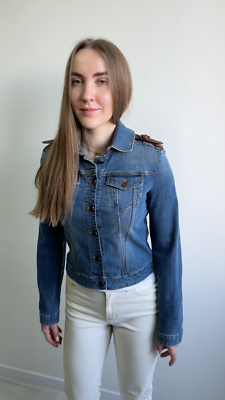 Women's BURBERRY BRIT Denim Jacket Trucker Nova Check Size US8