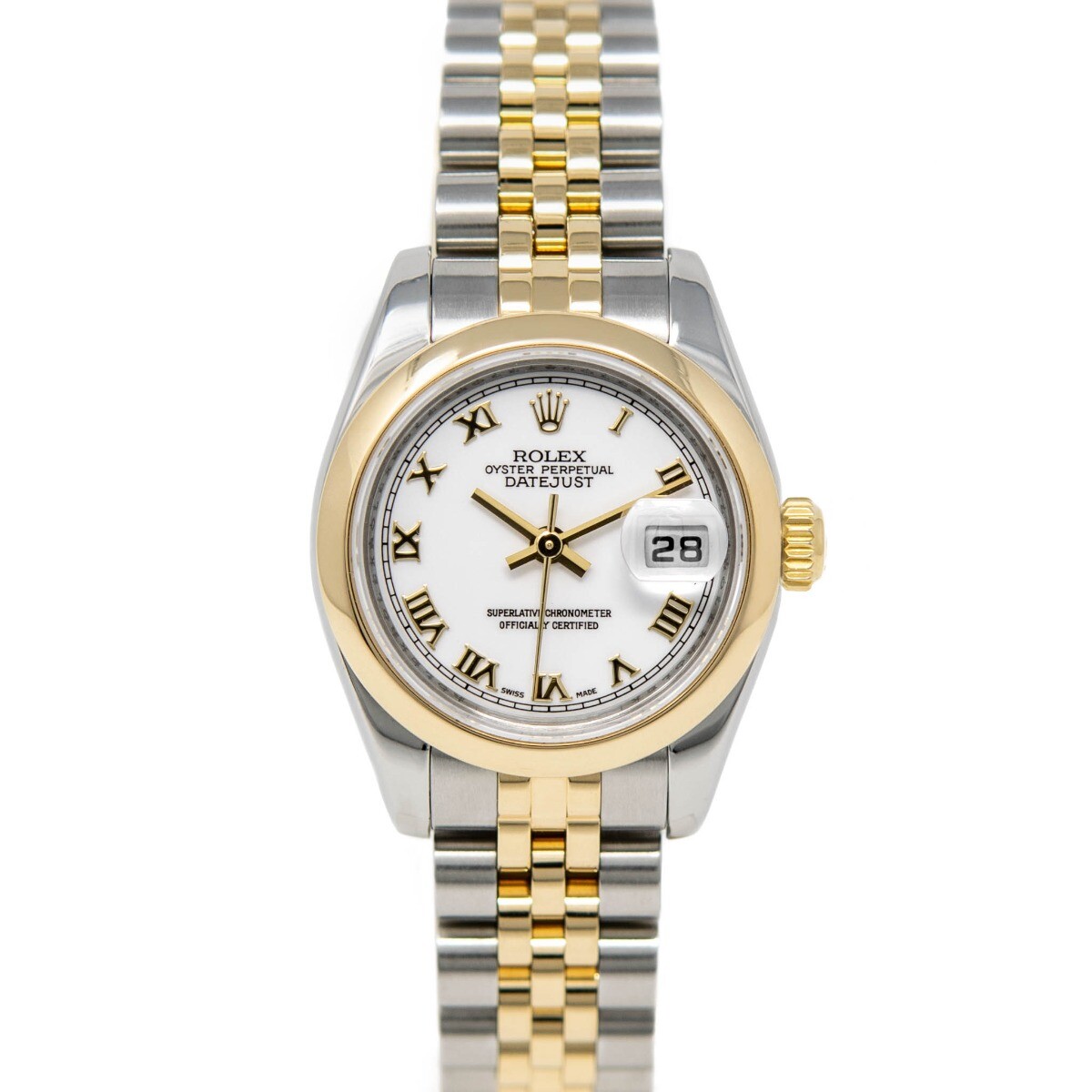 Rolex Lady-Datejust Steel & Yellow Gold 179163 White Roman, Jubilee - Pre-owned