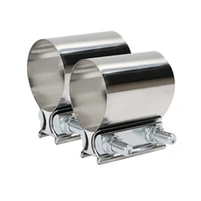 2Pcs 2.5" 304 Stainless Steel Butt Joint Band Clamp Muffler Exhaust Pipe Clamp