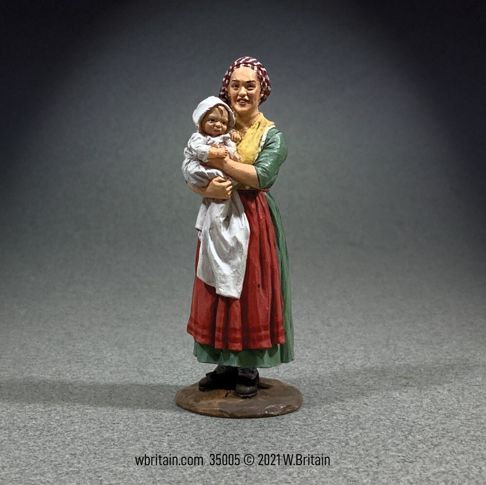 BRITAINS SOLDIERS VILLAGE GREEN 35005 - Rachael, Young Woman with Baby 1795-1820