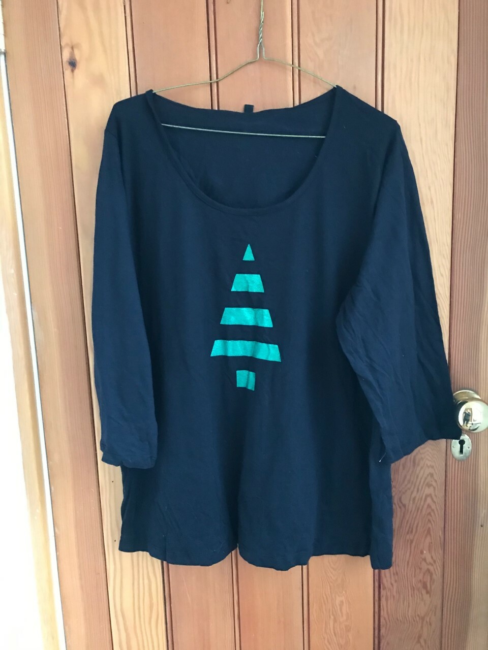 yoek black christmas tree shirt top 3/4 sleeves uk 24 26 plus new some tagged