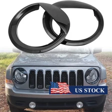 2x Front Headlight Lamp Cover Trim LH & RH Eyes Style For 2011-2017 Jeep Patriot