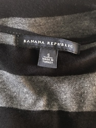 Túnica Top Top Banana Republic Mangas Dolman a Rayas Talla Pequeña Negro Gris Cuello Cuchara - Imagen 5 de 5