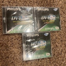 3-Pack Philips DVD R writable discs 4.7GB data 120 min video Extended 240 mins 