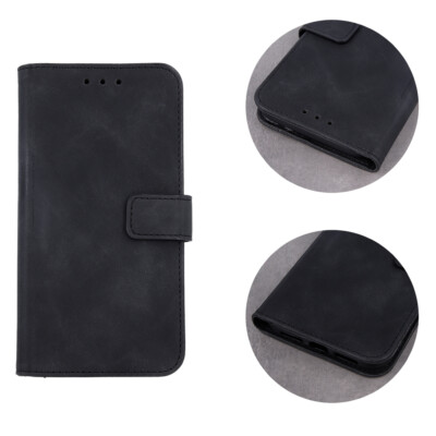 Für Apple iPhone 7 - VELVET Tasche Hülle Buch Etui Case Cover Kunstleder SCHWARZ