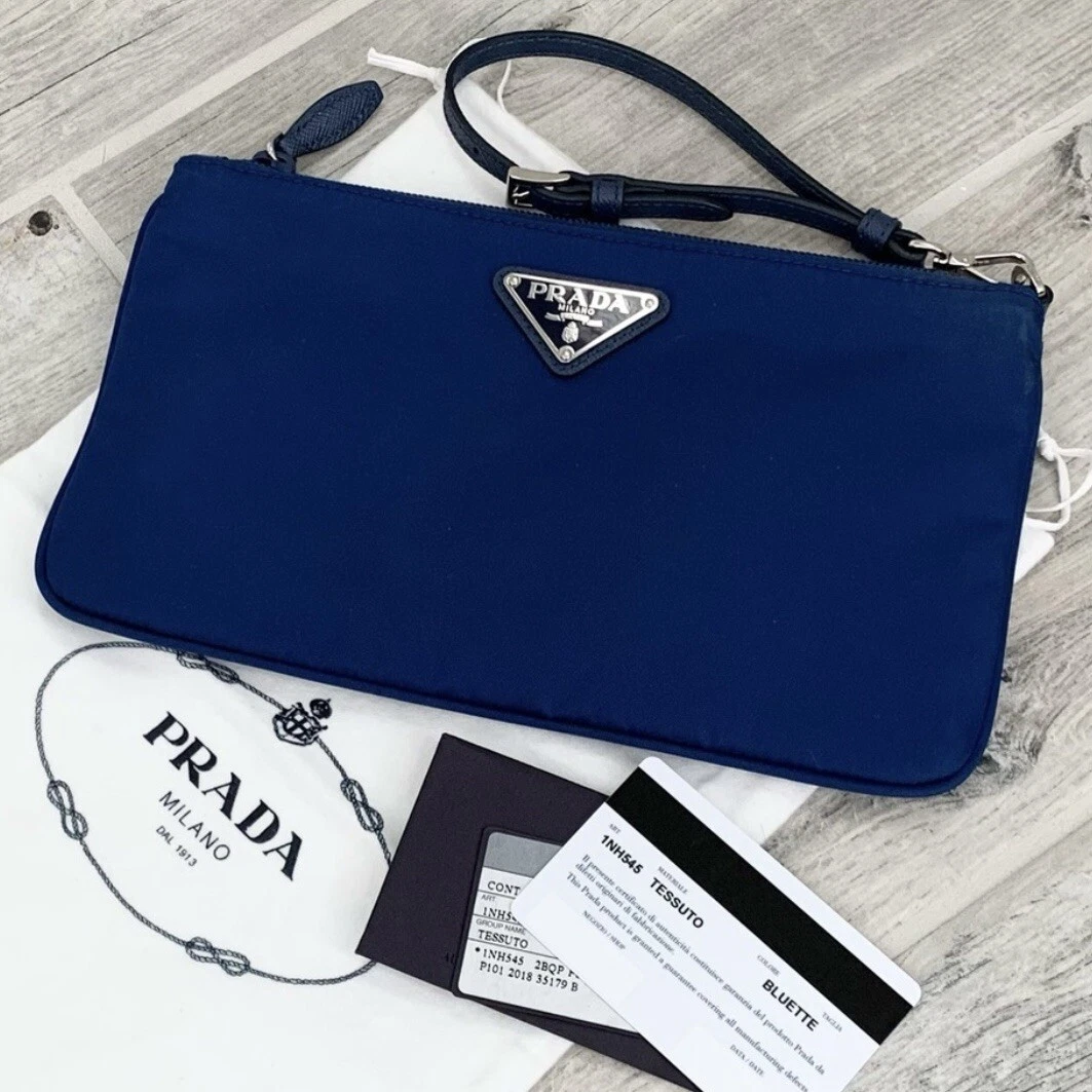 Prada Bluette Tessuto Nylon and Saffiano Leather Small Messenger