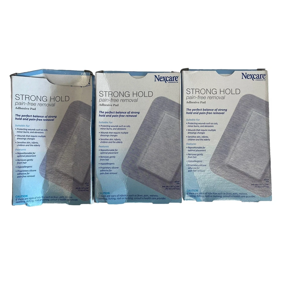 Almohadilla Adhesiva Nexcare STRONG HOLD, Eliminación Sin Dolor 4ct CAJA X 3, 12 ALMOHADILLAS EN TOTAL Foto 2 de 4