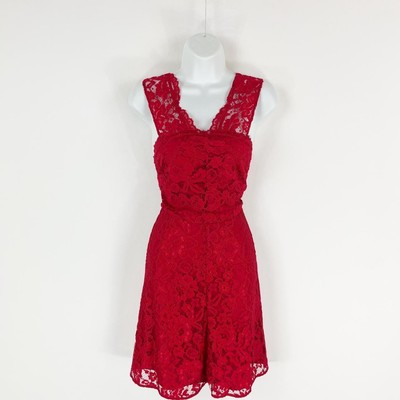 -- Sexy red lace vintage style fit flare party dress size 12