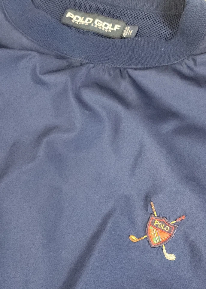 Vintage Ralph Lauren Polo Golf Sweater Windbreaker Men M Navy Blue Mesh 90s - Image 3 of 4