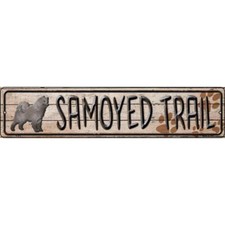 Samoyed Trail 4"x18" metal street sign plaque Home Door Garage Wall Deco
