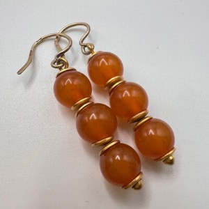 Authentic Vintage Soviet USSR 875 Silver Gold Plated Drop Earrings Baltic Amber Women