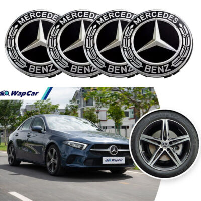 4 SET OF Mercedes-Benz Classic Black Wheel Rims Center Hub Cap AMG ...