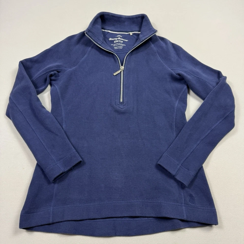 Tommy Bahama Mujer’s 1/4 Cremallera Sudadera Algodón Spandex Manga Larga Azul 2XS Foto 4 de 4