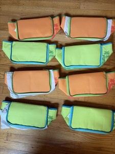 8 Total Trader Joe's Striped Mini Insulated Zip-Top Lunch Tote Bag Green Orange