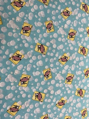 Bubbles Soap Sudz Yellow Aqua Laundry Soap # 3124 100% COTTON QUILT FABRIC
