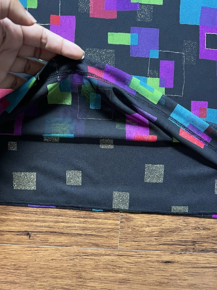 Vintage Y2K 90s Skirt Size 4 Black Multicolor Geometric Layered Long Mod Grunge - Image 2 of 4