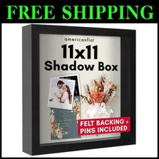 Modern 11x11 Shadow Box Frame with Shatter-Resistant Glass