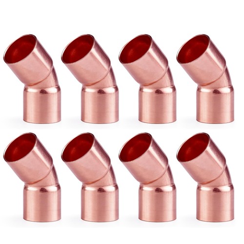 1 Inch Plumbing Solder Copper 45 Degree Elbow Pipe Fitting Connector 8 PCS