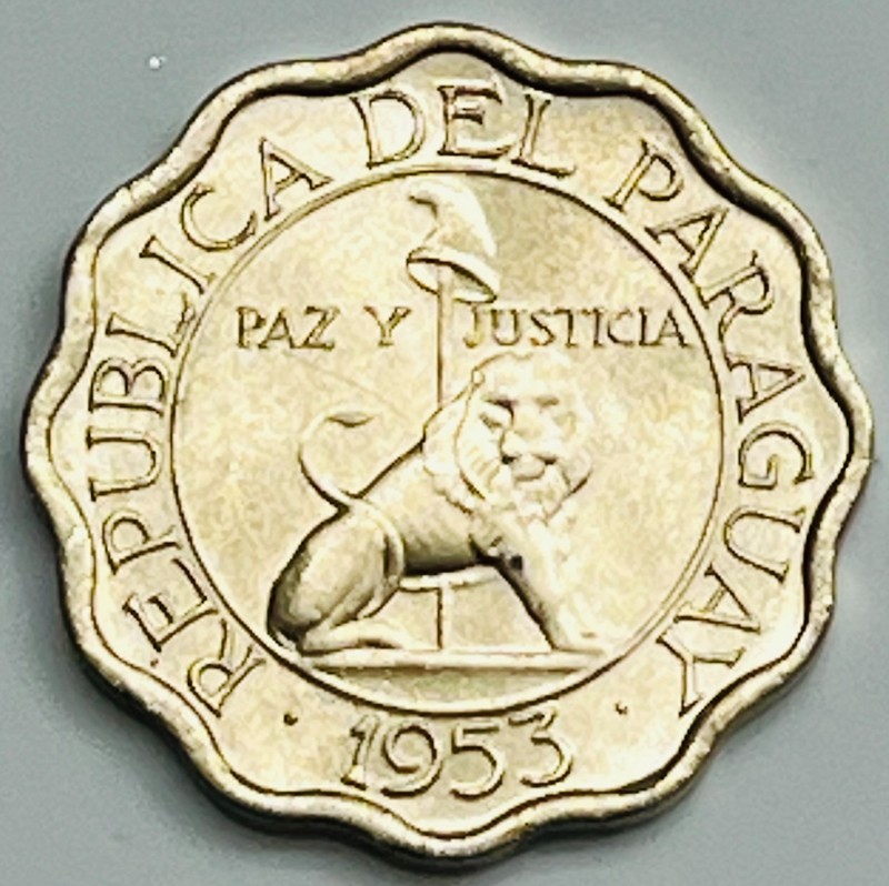 1953 Paraguay 10 Centimos KM# 25 Uncirculated Condition