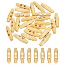 24pcs Wooden Toggle Button, 40mm/1.6" 2 Hole Olive Sewing Buttons, Beige