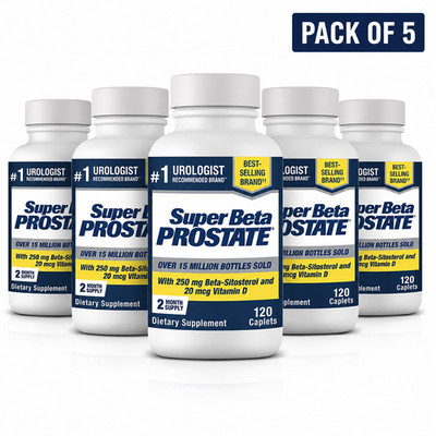 5 Pack Men's Health SUPER BETA PROSTATE Support Supplement - Caplets 120 ct