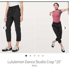 Lululemon Dance Studio Crop Pants 25" Black Womens Athletic Cinch Hem