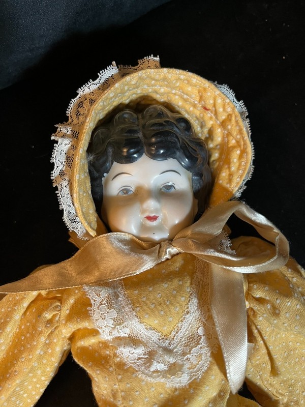 Antique China Head Doll with Yellow Dress - 19" - Marked "5"