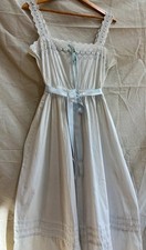 Antique Edwardian Dress Cotton Lingerie Chemise Broderie Anglaise Ribbon 1900s