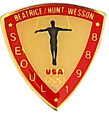 Olympics 1988 Seoul "Gymnastics Rings" Sponsor Beatrice/Hunt-Wesson Lapel Pin