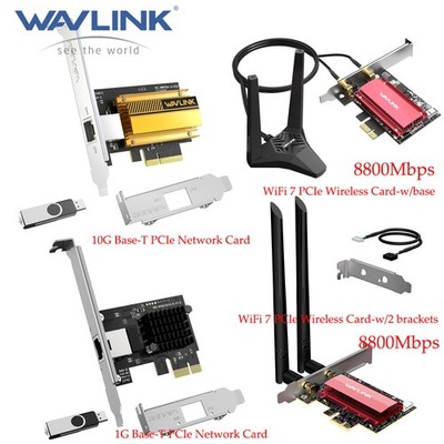WAVLINK Base-T Network Card M.2 PCIe WIFI 6/7Card LAN Adapter 1000/2500/5000Mbps