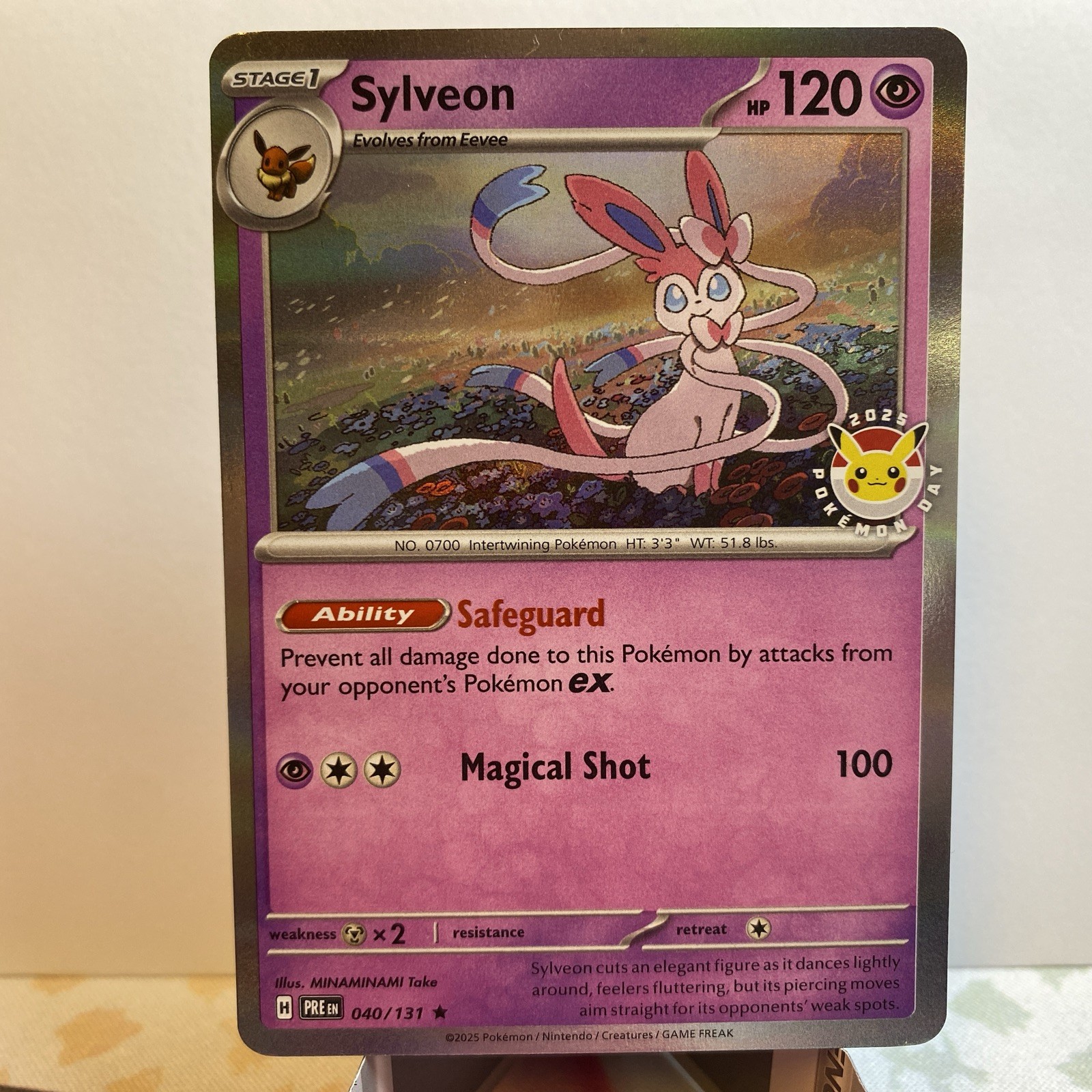Sylveon 40/131 Prismatic Evolutions 2025 Pokemon Day Stamped Promo NM